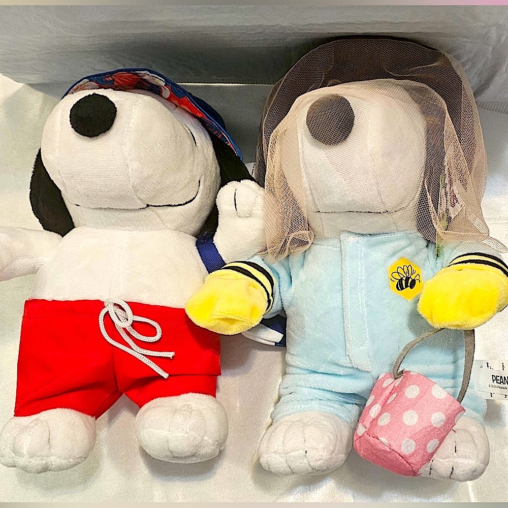 Peanuts Snoopy Gift Set w/Beekeeper & Beach Plush 11”, Earrings & Charm Bracelet